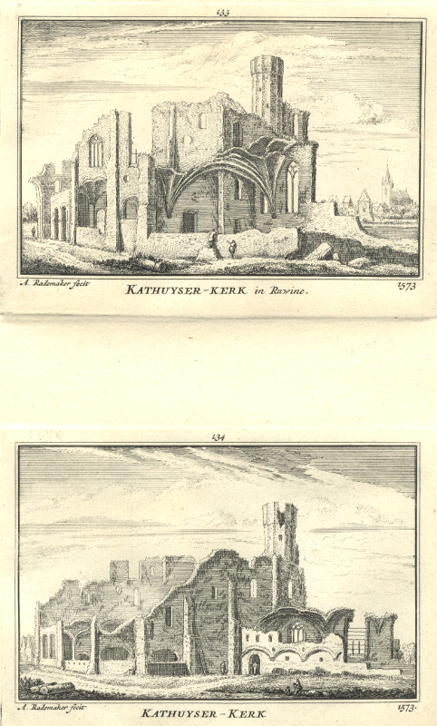 view Kathuyser - Kerk in Ruwine; Kathuyser Kerk. 1573 by A. Rademaker