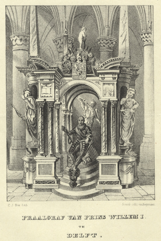 view Praalgraf van Prins Willem I. te Delft. by C.J. Bos