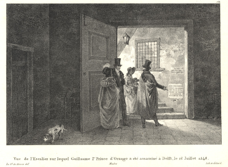 Vue de l´Escalier sur lequel Guillaume Ir Prince d´Orange a été assassiné by Howen, Jobard, Madou