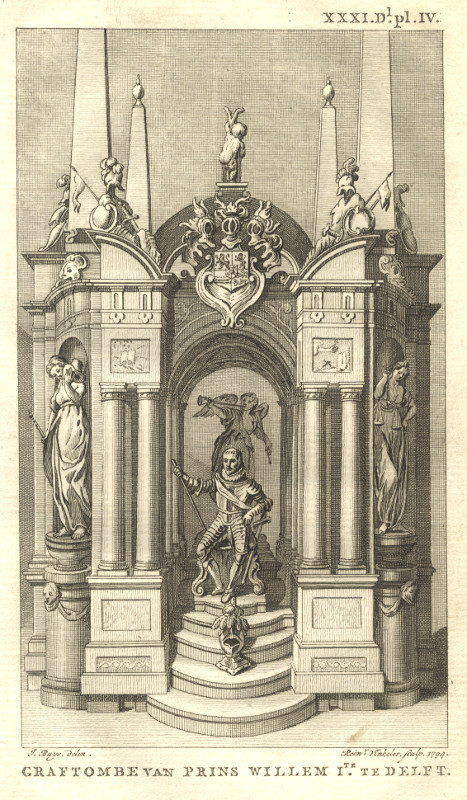 view Graftombe van Prins Willem 1te te Delft by J. Buys, R. Vinkeles