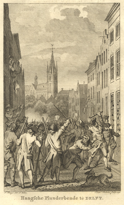 view Haagsche Plunderbende te Delft by Reinier Vinkeles, J. Buys