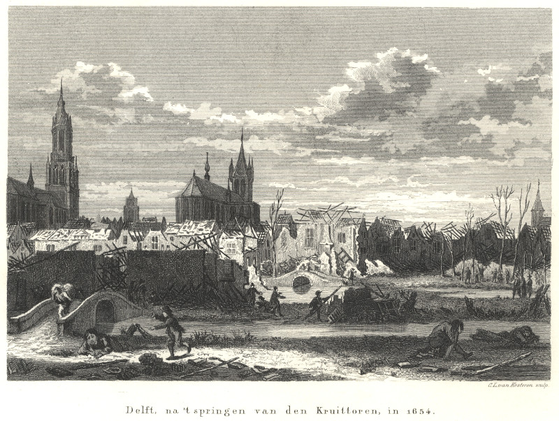 Delft, na ´t springen van den Kruittoren, in 1654 by C.L. van Kesteren naar S. Fokke