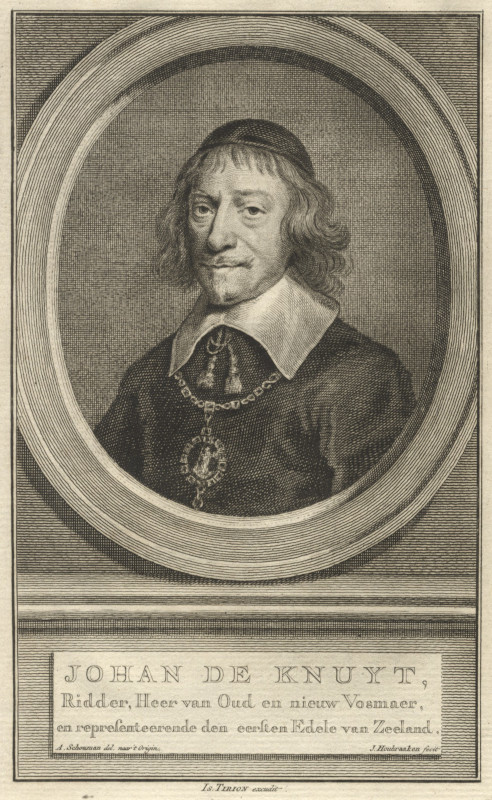 print Johan de Knuyt, Ridder, Heer van Oud en Nieuw Vosmaer .. by J. Houbraaken, A. Schouman, naar A. van Hulle
