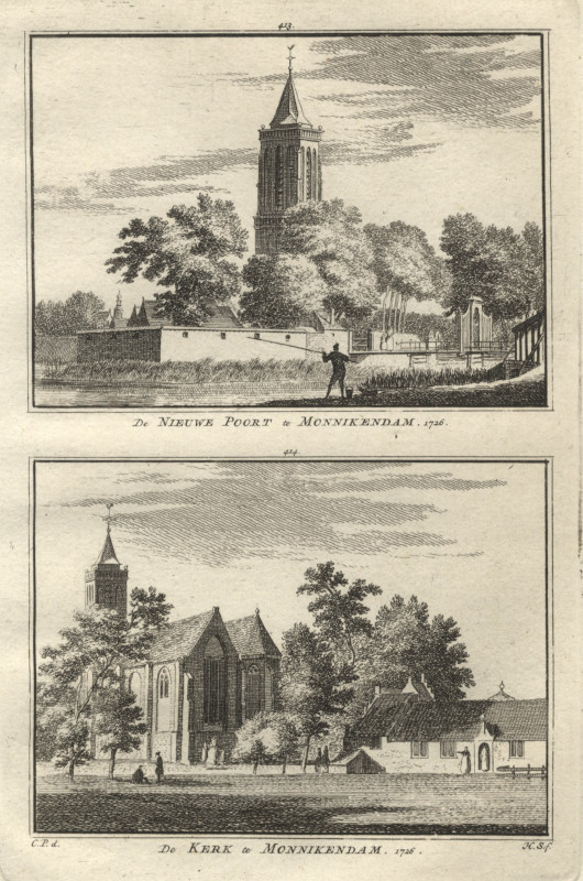 view Nieuwe poort te Monnikendam, Stadhuis en Waag te Monnikendam by J.Bulthuis, C.F. Bendorp