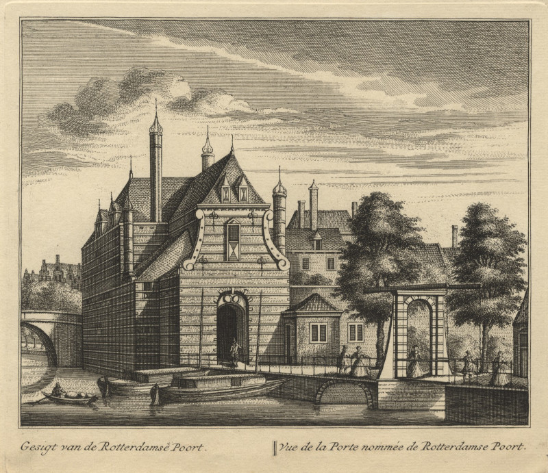 Gesigt van de Rotterdamse Poort; Vue de la Porte nommée de Rotterdamse Poort by L. Schenk naar A. Rademaker