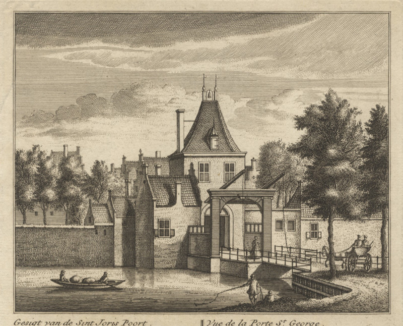 Gesigt van de Sint Joris Poort; Vue de la Porte St. George by L. Schenk naar A. Rademaker