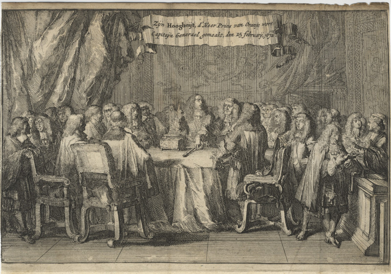 Zijn Hoogheijt, d´Heer Prins van Oranje wort Capiteijn Generael gemaakt, den 25 februarij, 167 by Romeyn de Hooghe