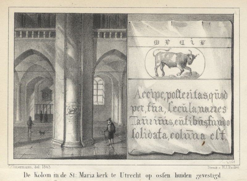 De Kolom in de St. Maria kerk te Utrecht op ossen huiden gevestigd by C. Ostermann