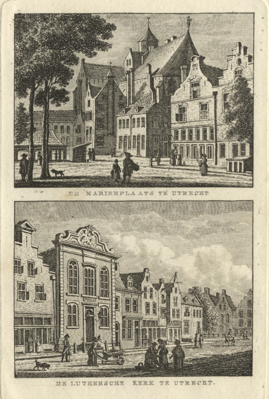 view De Marienplaats te Utrecht, de Lutherschen kerk te Utrecht by K.F. Bendorp, J. Bulthuis