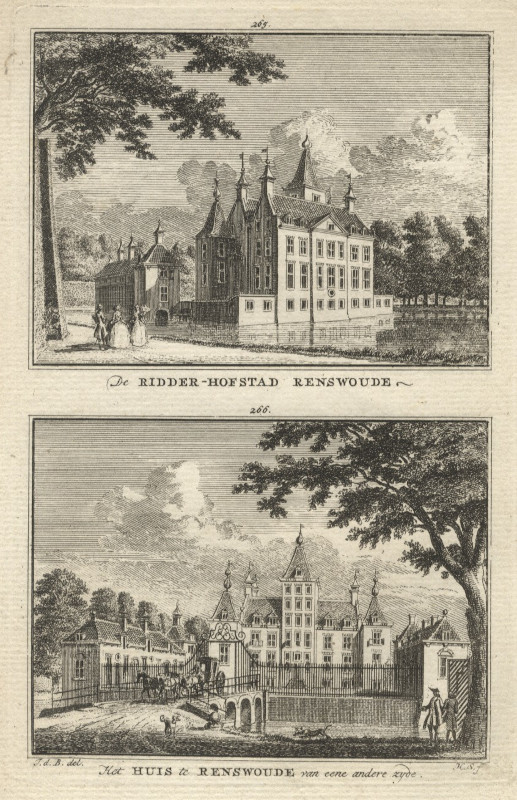 view De Ridder-Hofstad Renswoude, Het Huis te Renswoude van eene anders zyde by H. Spilman naar J. de Beijer