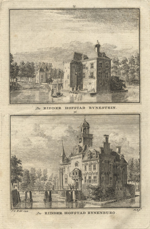 view De Ridder Hofstad Rynestein; De Ridder Hofstad Rynenburg by H. Spilman naar J. de Beijer