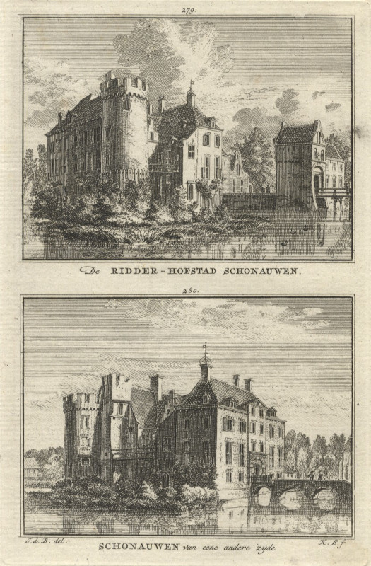 view De Ridder-Hofstad Schonauwen; Schonauwen van een andere zyde by H. Spilman naar J. de Beijer