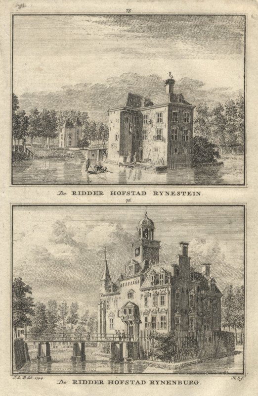 view De Ridder Hofstad Rynestein; De Ridder Hofstad Rynenburg by H. Spilman naar J. de Beijer