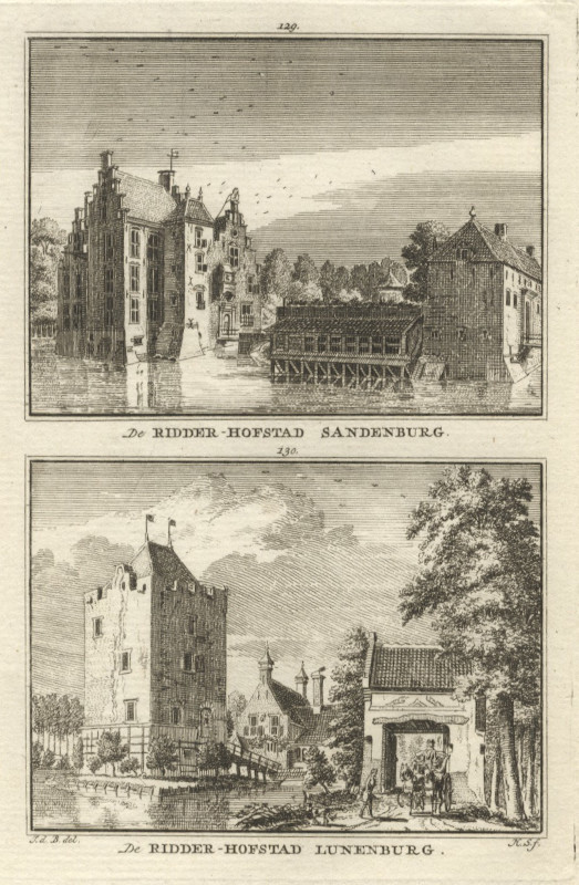 view De Ridder-Hofstad Sandenburg; De Ridder-Hofstad Lunenburg by H. Spilman naar J. de Beijer