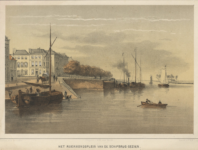 Het Roermondsplein van de Schipbrug gezien by G.J. Bos, P.W.M. Trap