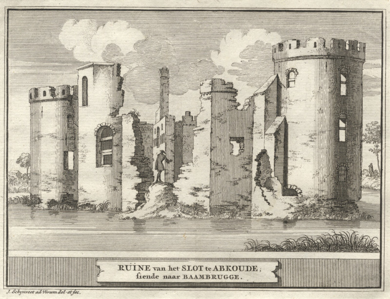 Ruine van het Slot te Abkoude, siende naar Baambrugge by J. Schijnvoet