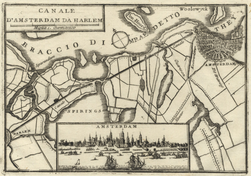 Canale d´Amsterdam da Harlem by V. Coronelli