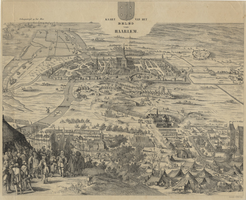 Kaart van het beleg van Haarlem by P.W.M. Trap, naar C. Decker