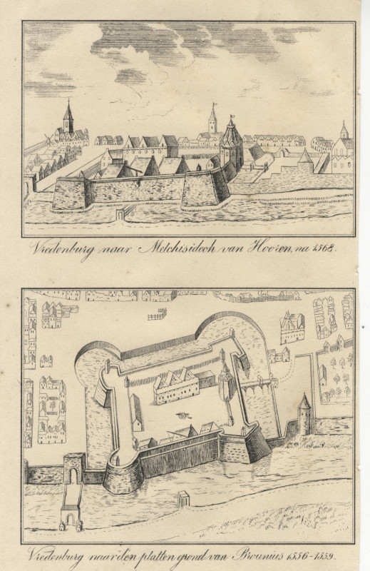 view Vredenburg naar Melchisidech van Hooien na 1568; Vredenburg naar den plattengrond van Braunius by nn
