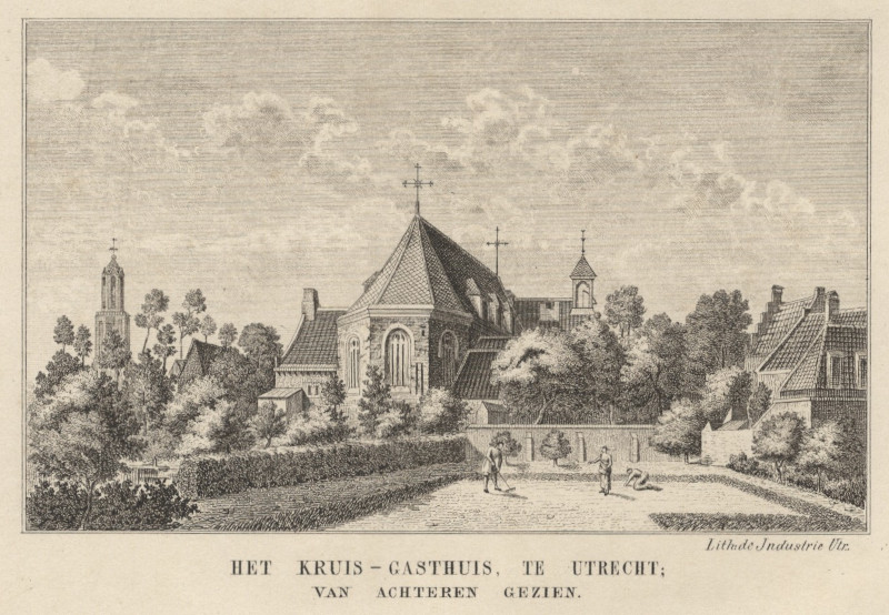 Het Kruis-Gasthuis, te Utrecht; van achteren gezien by nn naar H. Spilman