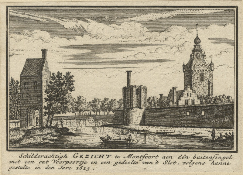 Schilderachtigh Gezicht te Montfoort aen den buitensingel met een out Voorpoortje by A. Rademaker