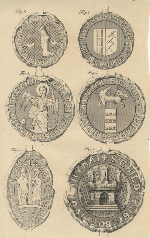 print De zegels van zes gilden  by N. v.d. Monde