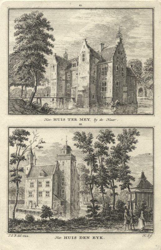 view Het Huis Ter Mey, by de Haar; Het Huis den Eyk by H. Spilman, naar J. de Beijer