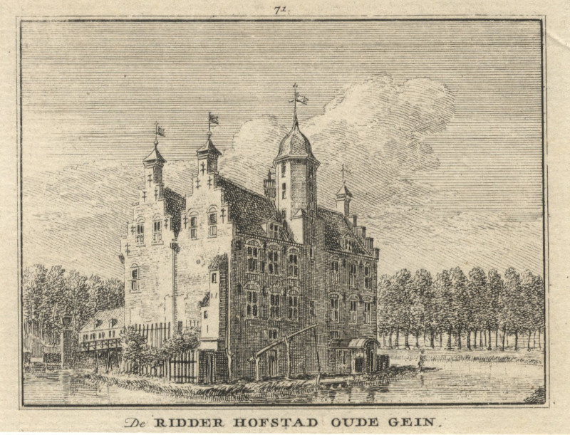 De Ridder Hofstad Oude Gein, of, Het Huis te Vliet, van agteren by H. Spilman, naar J. de Beijer