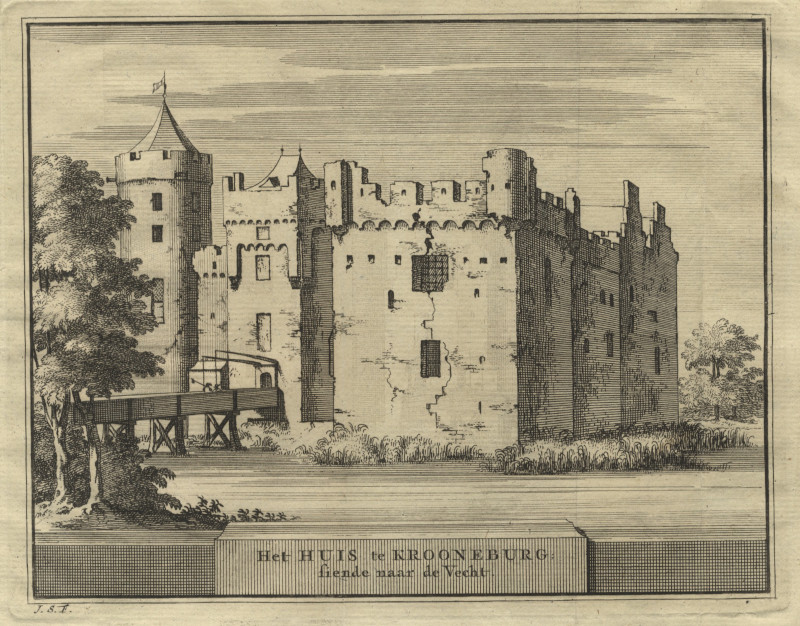 Het Huis te Krooneburg, siende naar de Vecht by J. Schijnvoet