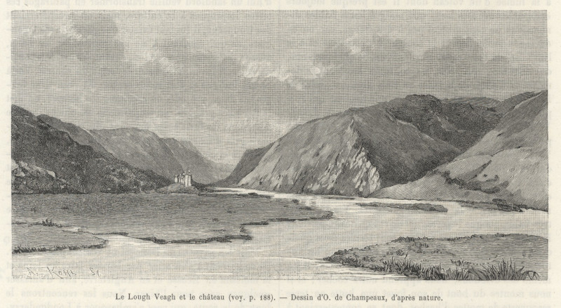 Le Lough Veagh et le chateau by O. de Champeaux