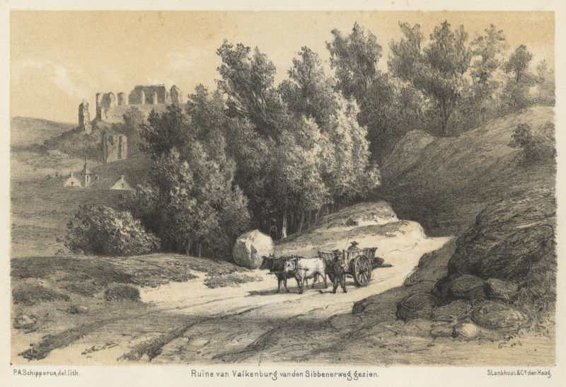 Ruïne van Valkenburg van den Sibbenerweg gezien by P.A. Schipperus