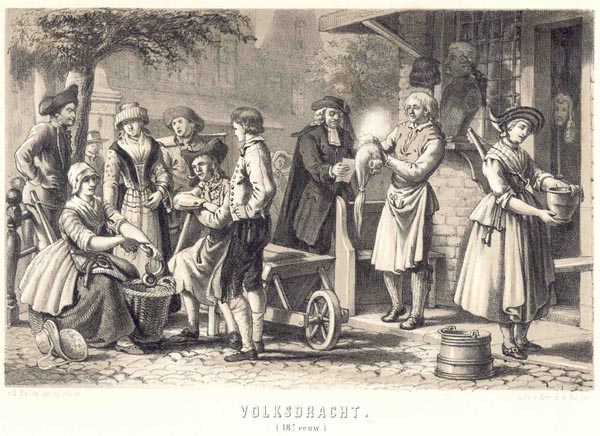 print Volksdracht (18e eeuw) by v.d. Kellen