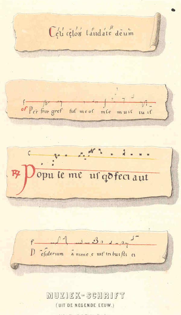 print Muziek-Schrift (uit de negende eeuw) by v.d. Kellen