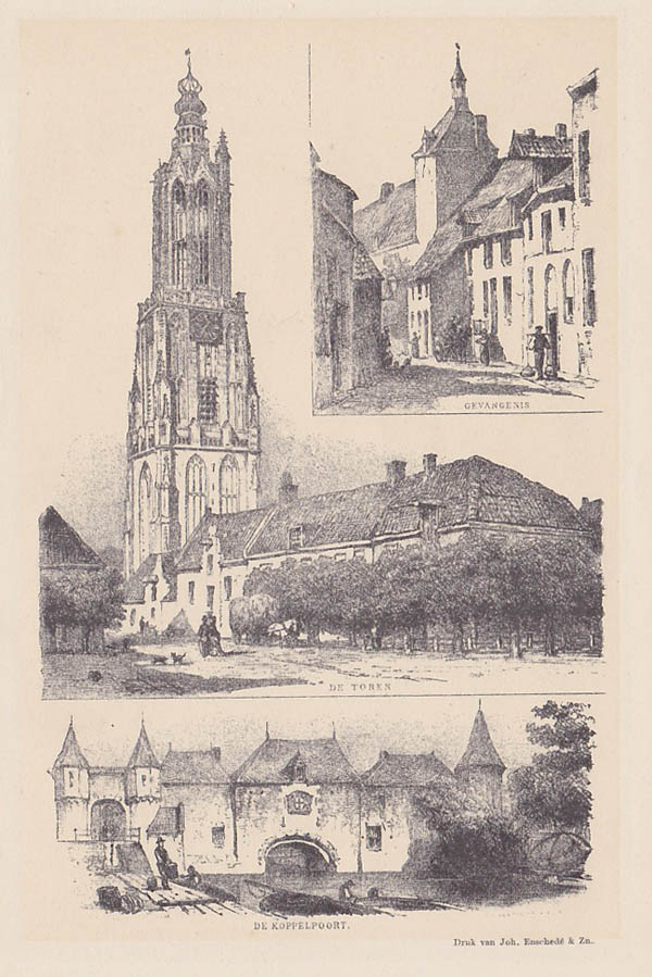 view Amersfoort, de toren, gevangenis, de koppelpoort by P.A. Schipperus, J. Craandijk