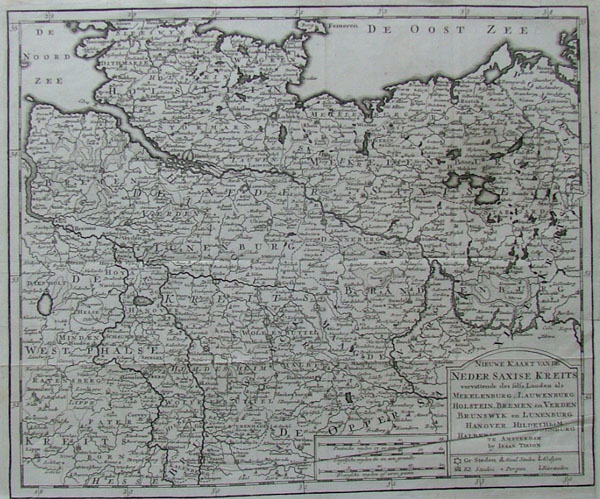 map Nieuwe kaart van de Neder Saxise Kreits by Isaak Tirion