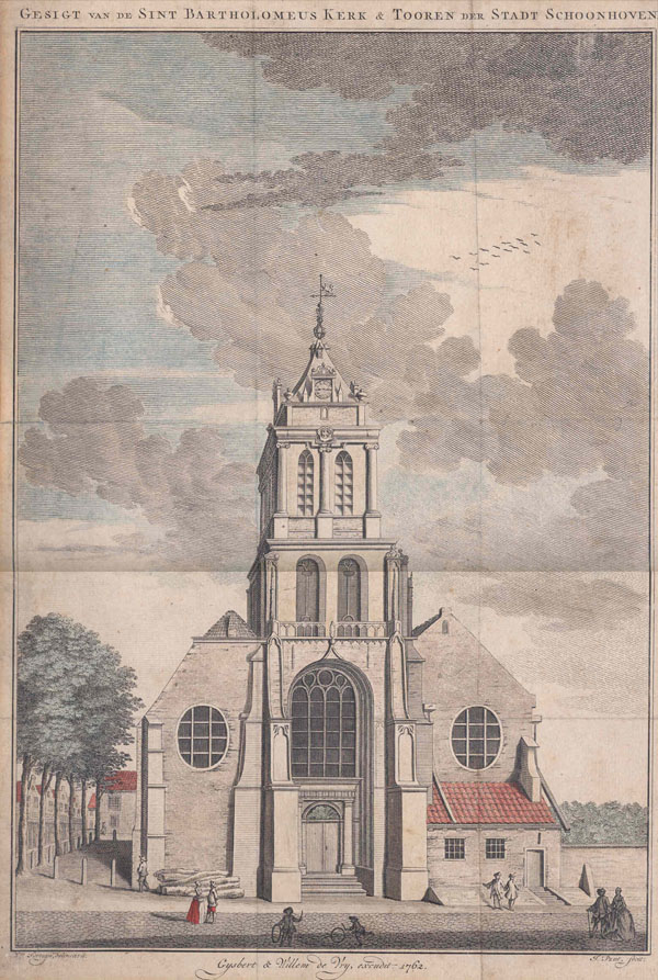 view Gesigt van de Sint Bartholomeus Kerk en Tooren der Stadt Schoonhoven by Gijsbert en Willem de Vrij