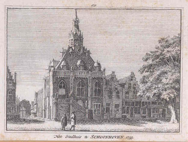 view Het Stadhuis te Schoonhoven 1733 by Rademaker
