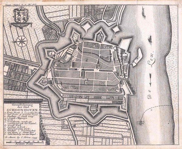 plan Grondtekening der stad Schoonhoven by Isaac Tirion