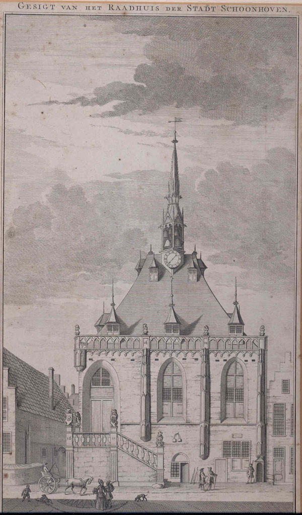 view Gesigt van het Raadhuis der Stadt Schoonhoven by J. Punt, Wm Fortuyn, Gysbert en Willem de Vrij