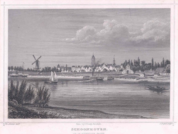 view Schoonhoven van de rivierzijde gezien by J. Popel, Chr Schuler