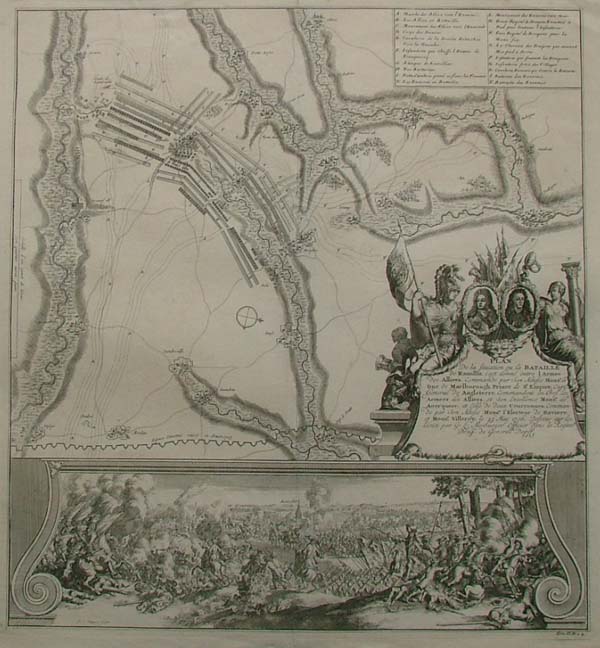 map Plan de la situation ou la bataille de Ramillis by Scheurtje linksboven in marge