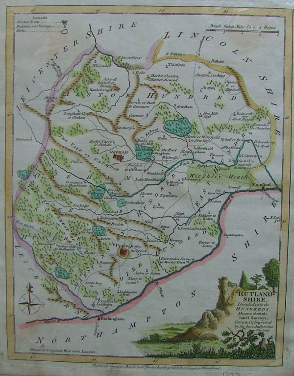 map Rutland Shire, Divided into Hundreds by John Ellis