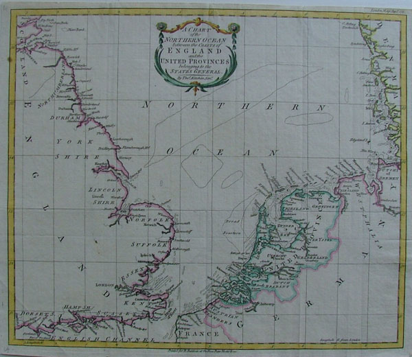 map A Chart of the Northern Ocean between the coasts of England and the United Provinces by Thomas Kitchin, R. Balwin