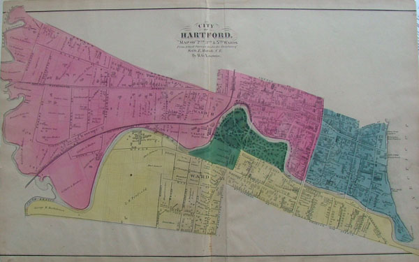 plan City of Hartford Map of 2nd 3rd and 5th Wards by Seth E. Marsh,  H. G. Loomis Baker, Tilden