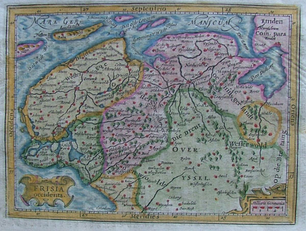 map Frisia Occidenta by Gerard Mercator, Gergard and Jodocus Hondius