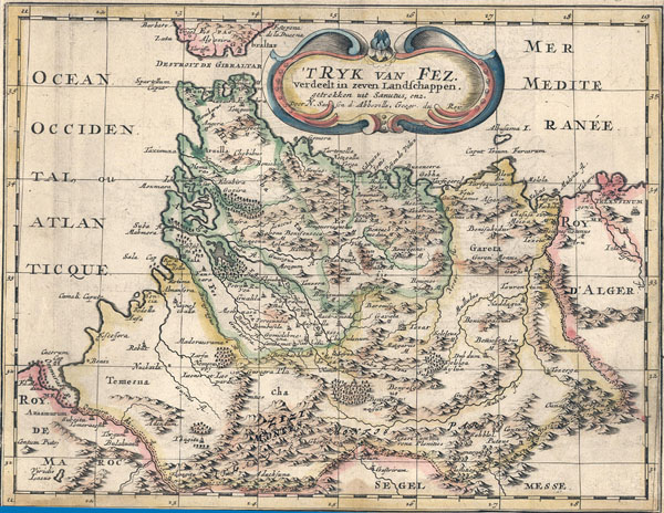 map T Ryk van Fez verdeelt in zeven Landschappen, getrokken uit Sanutus enz. by N. Sanson