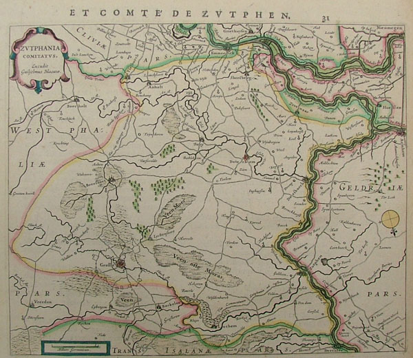 map Zutphania Comitatus by Willem Blaeu
