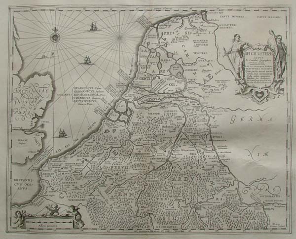 map Belgii veteris typus (ingelijst) by Petrus Kaerius