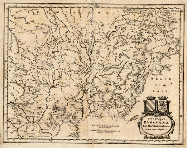 map Utriusque Burgundiae tum Ducatus tum Comitatus descriptio by Mattheus Merian