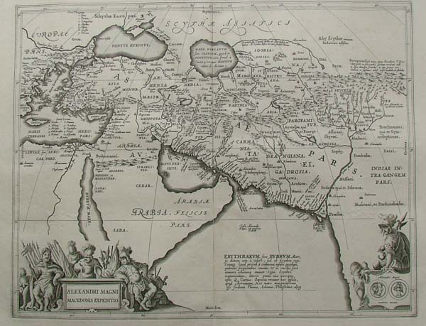 map Allexandri magni Macedonis Expeditio by Papierformaat is 66 X 54 cm